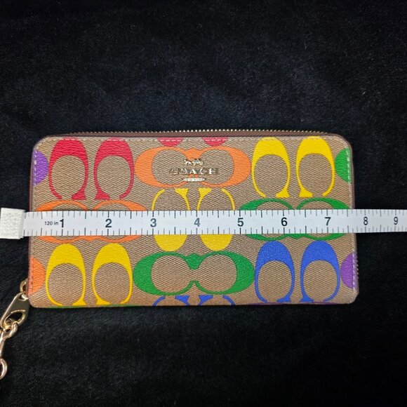 Long Zip Around Wallet In Rainbow Signature Canvas - Picture 8 of 9